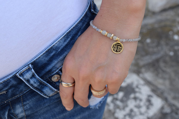 Authentic Labradorite Gemstone Texas A&M Bracelet